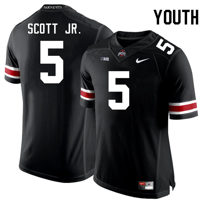 Ohio State Buckeyes Aaron Scott Jr. Youth #5 Authentic Black College Football Jersey 2404WAAL7